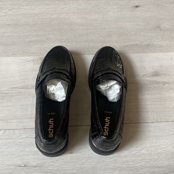 schuh‎ Wide Fit Lenzo loafers in black croc Size - Picture 9 of 10